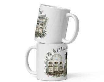 I'd Like To Taste Test That Mug, Herbalist Anime Fan Gift, Ink Wash Tea Lover Coffee Mug, Apothecary Secret Santa Gift
