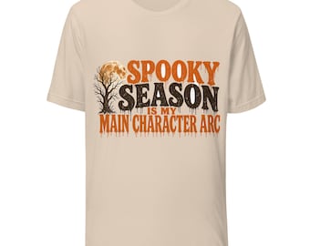 Spooky Season Is My Main Character Arc Halloween T-Shirt, Funny Spooky Tree Moon Tee, October Gift Shirt
