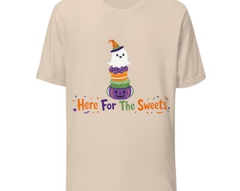 Here For The Sweets Halloween T-Shirt, Cute Ghost Candy Tee, Trick Or Treat Donut Shirt, Spooky Season Gift