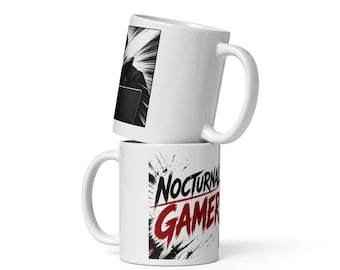 Nocturnal Gamer Halloween Mug, Late Night Gaming Coffee Cup, Spooky Season Gamer Gift, Dark Manga Style Mug