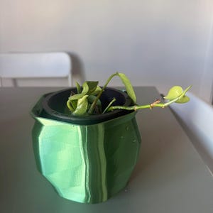 Kin Funky Desktop Planter – 3D Printed Wavy Plant Pot Cover with Removable Insert, Modern Home Decor