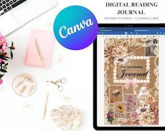 Cozy Girl Digital Reading Journal | Aesthetic Book Tracker with Hyperlinks & Stickers
