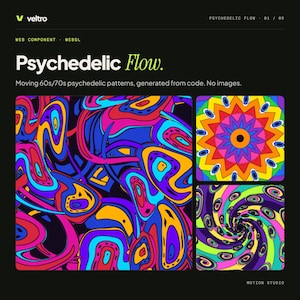Psychedelic Animated Background, Website Code Snippet, HTML JavaScript, Trippy Web Design Widget, Digital Download