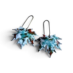 Copper Enamel Maple Leaf Earrings