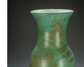 Extra large handmade pottery vase.  Green satin glaze.