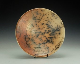 Horsehair Raku Pottery Bowl.  Terra Sigillata, hand polished.