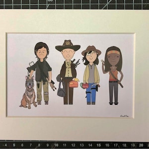 The Walking Dead Rick Carl Michonne Daryl and dog A5 print