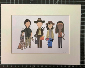 The Walking Dead Rick Carl Michonne Daryl and dog A5 print