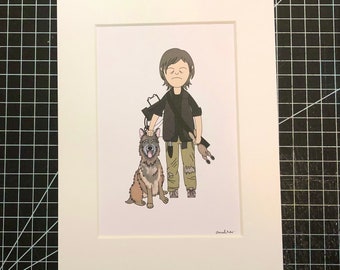 The Walking Dead Daryl and dog  A5 print -