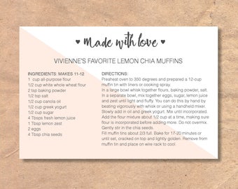 Printable & Editable Recipe Cards: Instant Download Modern Diagonal