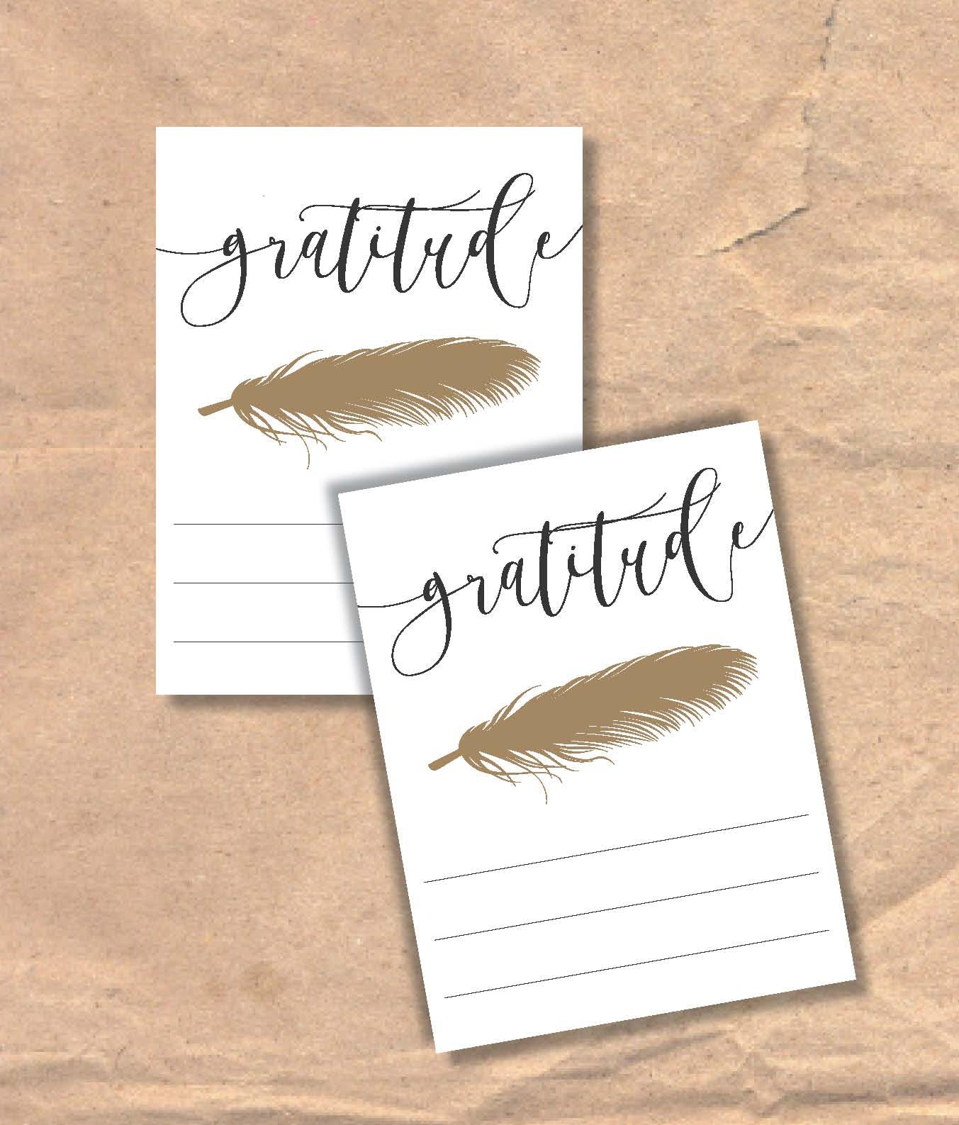 Instant Download Printable Gratitude Cards // Feather | Etsy