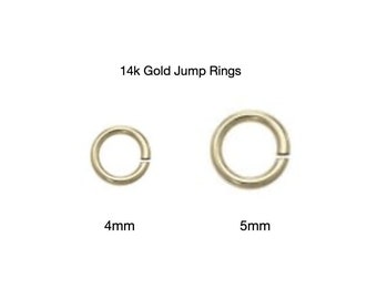 14k Gold Jump Ring, Gold Jump Rings, Open Jump Ring, 4mm Jump Ring, 5mm Jump Ring