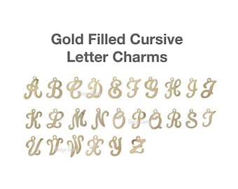 Gold Filled Cursive Script Letter Charm, Letter, Initial Charm, Personalized Jewelry, Gold Filled Charm, Bridesmaid Gift