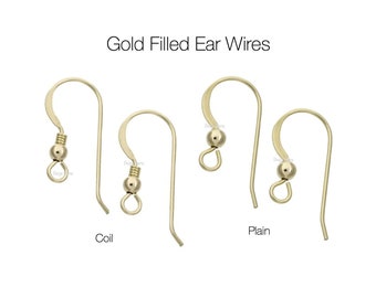 Gold Filled Fish Hook Ear Wire with Ball and Coil, Gold Filled Ear Wire, Accent Ear Wire