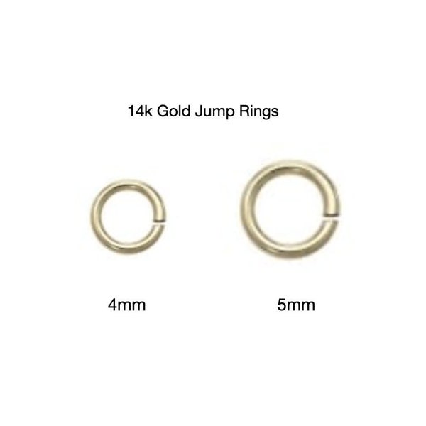 14k Gold Jump Ring, Gold Jump Rings, Open Jump Ring, 4mm Jump Ring, 5mm Jump Ring