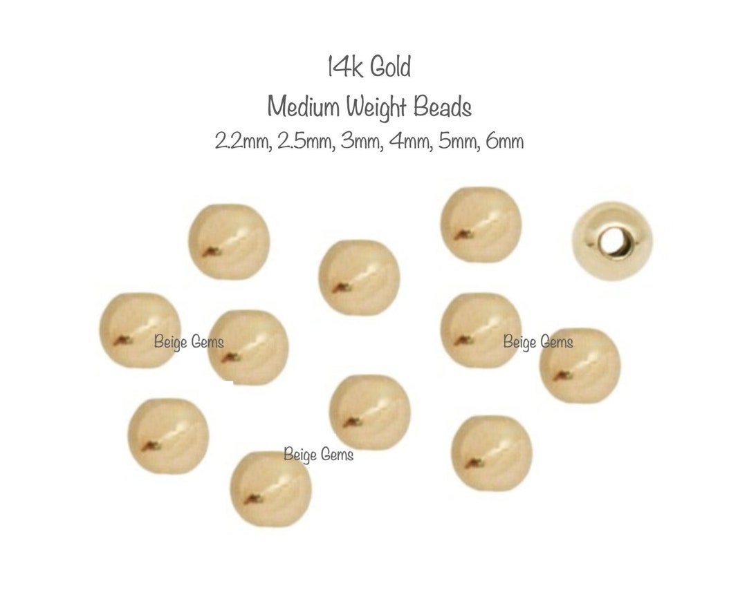 14k Gold Round Beads Real Gold 4mm Round Seamless Beads Real Etsy