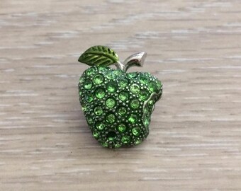 Rhinestone Apple Brooch, Apple, Fruit Brooch, Tie Tack, 25 mm