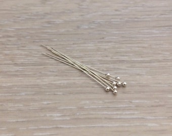 20 Sterling Silver Headpins with Ball Tip, 1 1/2" Sterling Silver Ball Headpins, 26 gauge