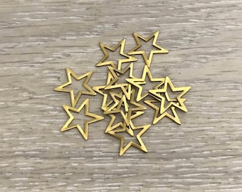 12 Brass Star Connector, Star Charms, Raw Brass Stampings, Brass Star