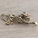 Vintage Enamel Jaguar Brooch, Rhinestone Brooch, Animal Brooch