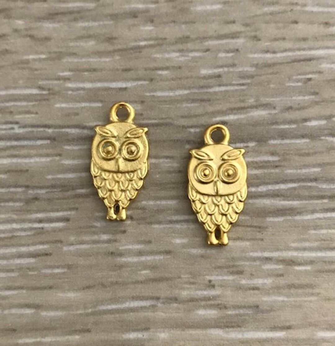 Vermeil Owl Charm, Gold Charms, Gold Owl Charm, Animal Charm, Bird