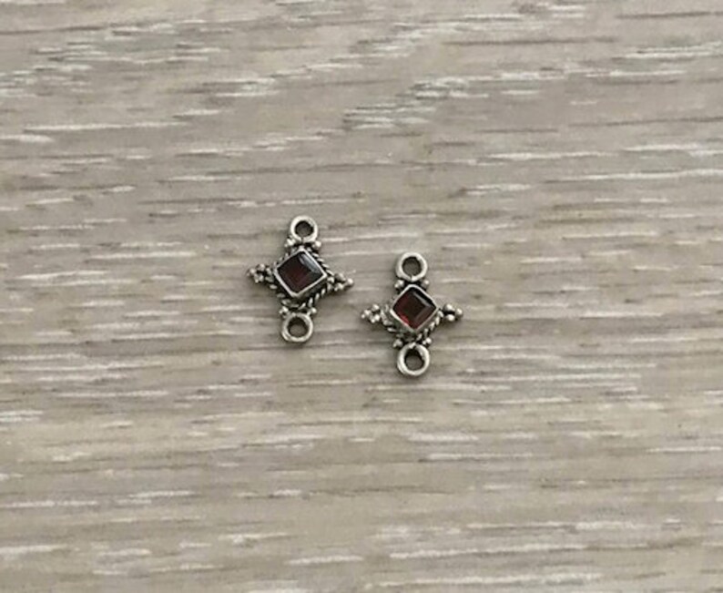 Bali Silver Sterling Silver Charms Silver Beads Garnet Sterling Silver Connector