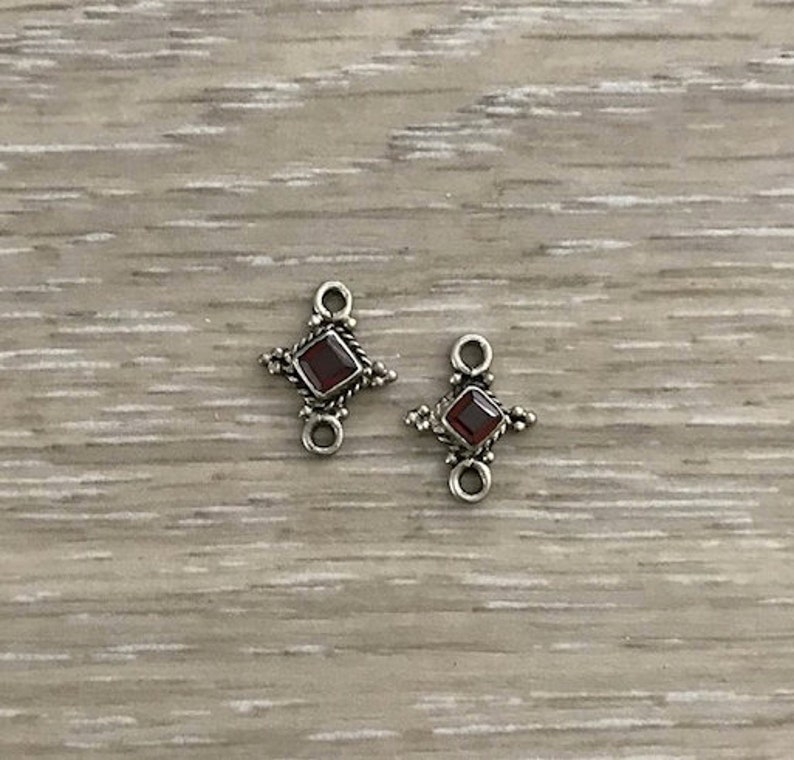 Bali Silver Sterling Silver Charms Silver Beads Garnet Sterling Silver Connector