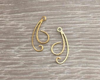 Brass Stampings, Leaf Stampings, Leaf Branch, 10 pcs