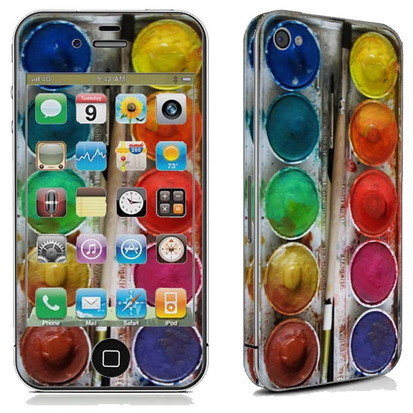 iPhone 4 4s Decals iPhone 4 4S Cover  iPhone 4 4S Skin  iPhone 4 4S Art Design Sticker-Watercolor Set