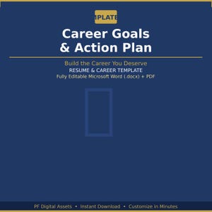 Career Goals Action Plan Template | Editable Microsoft Word & PDF | Instant Download | Career Planning Worksheet Professional Development