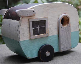 Birdhouses/Birdhouse Trailer/Bird house/Bird houses/Shasta Bird house - Blue/White birdhouses birdhouse20 outdoor birdhouse handmade