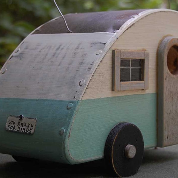 Bird House Trailer - Tear Drop birdhouse - Blue/White teardrop birdhouses birdhouse20