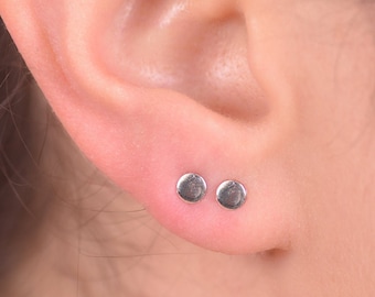 Sterling Silver Circle Stud Earrings, Small Post Earrings
