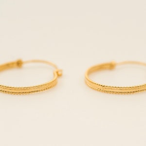 Gold Hoop Earrings 14k Solid Gold Large Hoops Wedding Gift for her Unique Boho Gold Jewelry One of a kind Hoop Earring