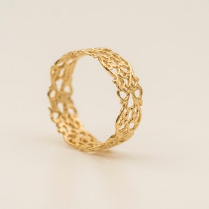 lace gold ring, 14k solid gold ring, Delicate filigree jewelry