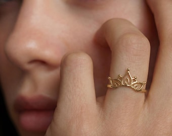 Handmade 14k Gold Sunrise Crown Ring, Bohemian Stacking Ring