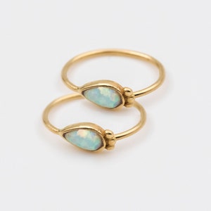 Small Hoop Earrings, 14K GOLD hoops Earrings, White Blue Opal Hoops, Boho Jewelry, Perfect Gift for her, Everyday Higgie Hoops, Gipsy Hoops