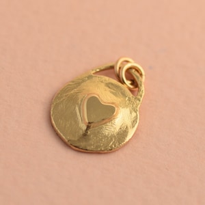 Gold Heart Pendant, 14k Gold Heart Pendant, Tiny Heart Pendant, Solid 14k Gold Love Necklace, Unique Pendant, Anniversary gift for Her