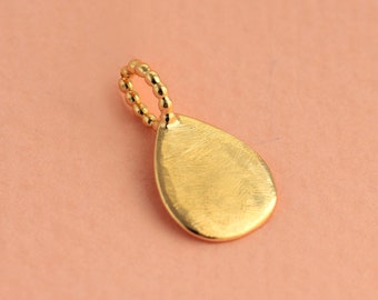 Gold Drop Pendant, 14k Solid Gold Two Sided Pendant, Drop Gold Necklace, Chain & Pendant , 14k Gold Handmade Necklace