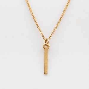14K Solid Gold Bar Necklace, Vertical Bar Gold Necklace, Solid Gold  Bar Necklace, Tiny Charm Bar Necklace, Christmas Gifts