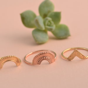Choose Your 14k Gold Ring, Stacking Rings, 14K Gold Fan Ring, Chevron Ring,Solid Gold Ring, Sunset Ring, Midi Ring,Unique Ring, Sunrise Ring