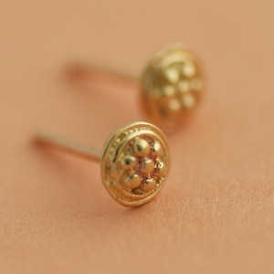 Blume Ohrstecker Ohrringe 14k SOLID GOLS Runde Blume Schmuck, echtes Gelbgold, Rose Gold Ohrringe, Ohrstecker, Geschenk für sie, süße Ohrringe