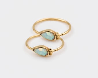 Small Hoop Earrings, 14K GOLD hoops Earrings, White Blue Opal Hoops, Boho Jewelry, Perfect Gift for her, Everyday Higgie Hoops, Gipsy Hoops