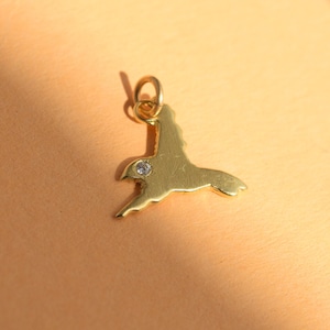 14K Gold Bird Pendant, Gold Dove Necklace, Tiny Charm Diamond , Animal Lover Pendant, Birthday Gift, Best Friend Gift, Christmas Gift