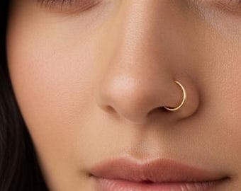 14k Solid Gold Hoop Earring, Helix Tragus Cartilage Sleeper (Single)