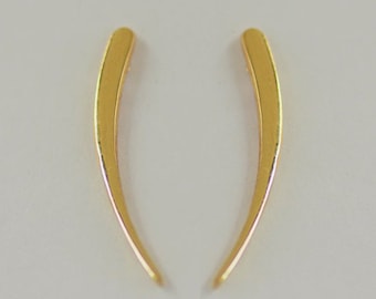14k Solid Gold Ear Climber Earrings, Handmade Bar Ear Crawlers