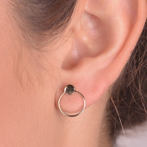 Dot Studs -14k Solid Gold Rose Circle Geometric studs Tiny Earrings - Minimalist Jewelry - Dainty Studs - Circle Earrings - 14k Gold Studs