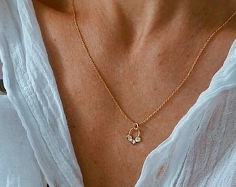 Tiny Gold Charm, Three Dots Charm Pendant, Handmade Boho Necklace, Solid Gold Necklace, 14k Gold Charm