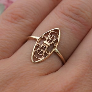Lace gold ring Solid 14k Yellow or Rose Gold Ring, Filigree Ring, Moroccan Ring, Delicate Ring, Solid Gold Ring, Real Gold Ring, Christmas