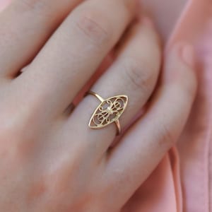 Filigree Ring 14k Gold Engagement Rings Lace Jewelry Delicate Ring Boho Jewelry Pattern Ring Solid Gold 18k Wedding Gift Vintage style Ring
